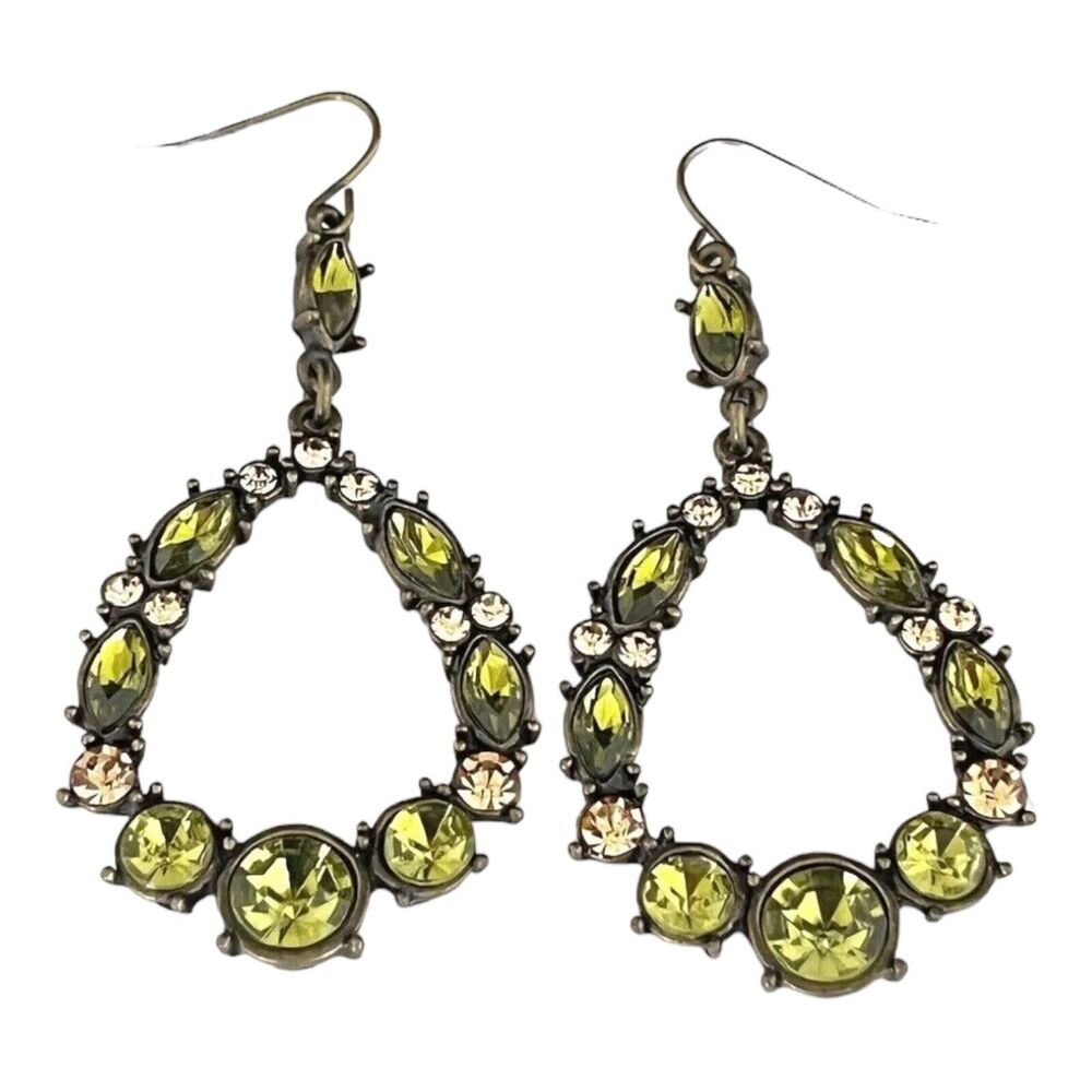 New Boutique Earrings Brass Tone Crystals Dangle Women's 1H